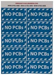 NMC - Hazardous Materials Label - Legend: No PCBs, English, Blue & White, 2" Long x 1" High, Sign Muscle Finish - Exact Tooling