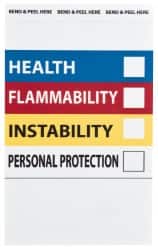 NMC - "Health - Flammability - Instability - Personal Protection", 6" Long x 4" Wide, Pressure-Sensitive Vinyl Safety Sign - Rectangle, 0.004" Thick, Use for Hazardous Materials - Exact Tooling