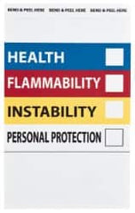 NMC - "Health - Flammability - Instability - Personal Protection", 6" Long x 4" Wide, Pressure-Sensitive Vinyl Safety Sign - Rectangle, 0.004" Thick, Use for Hazardous Materials - Exact Tooling