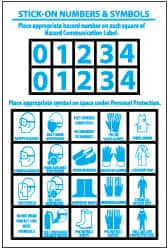 NMC - "Stick-On Numbers & Symbols", 6" Long x 4" Wide, Pressure-Sensitive Vinyl Safety Sign - Rectangle, 0.004" Thick, Use for Hazardous Materials - Exact Tooling