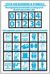 NMC - "Stick-On Numbers & Symbols", 6" Long x 4" Wide, Pressure-Sensitive Vinyl Safety Sign - Rectangle, 0.004" Thick, Use for Hazardous Materials - Exact Tooling
