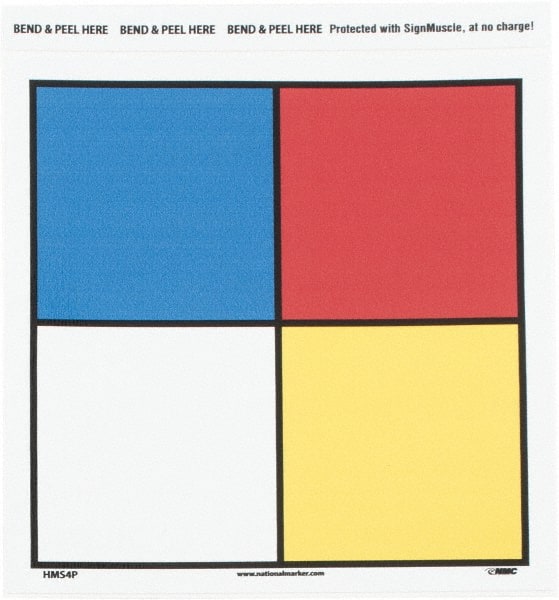 NMC - "Hazardous Materials Systems", 4-1/2" Long x 4-1/2" Wide, Pressure-Sensitive Vinyl Safety Sign - Square, 0.004" Thick, Use for Hazardous Materials - Exact Tooling