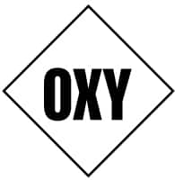 NMC - Hazardous Materials Label - Legend: Oxy, English, Black & White, 7" Long x 7" High, Sign Muscle Finish - Exact Tooling
