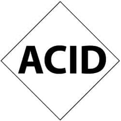 NMC - Hazardous Materials Label - Legend: Acid, English, Black & White, 7" Long x 7" High, Sign Muscle Finish - Exact Tooling