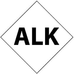 NMC - Hazardous Materials Label - Legend: Alk, English, Black & White, 5" Long x 5" High, Sign Muscle Finish - Exact Tooling