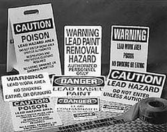 NMC - "Warning - Lead Paint Removal Hazard - Authorized Personnel Only", 14" Long x 10" Wide, Rigid Plastic Safety Sign - Rectangle, 0.05" Thick, Use for Accident Prevention - Exact Tooling