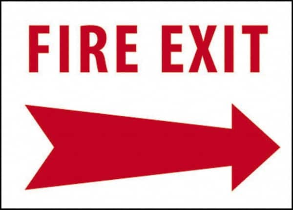 NMC - Fire Exit, Pressure Sensitive Vinyl Fire Sign - 14" Wide x 10" High - Exact Tooling