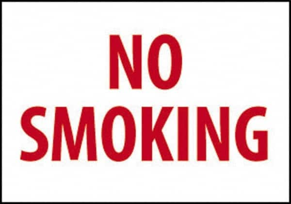 NMC - "No Smoking", 10" Long x 14" Wide, Pressure-Sensitive Vinyl Safety Sign - Rectangle, 0.004" Thick, Use for Smoking Regulations - Exact Tooling