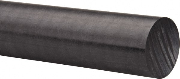 Made in USA - 2' Long, 2" Diam, Acetal Plastic Rod - Black - Exact Tooling