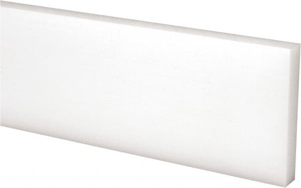 Made in USA - 4 Ft. Long x 2 Inch Wide x 3/8 Inch High, Acetal, Rectangular Plastic Bar - Natural - Exact Tooling
