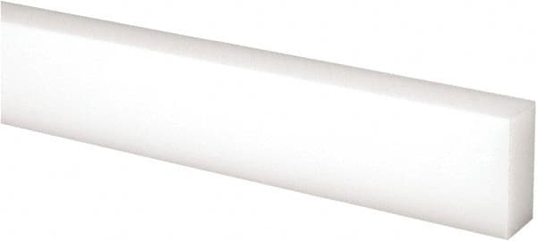Made in USA - 4 Ft. Long x 1 Inch Wide x 1/2 Inch High, Acetal, Rectangular Plastic Bar - Natural - Exact Tooling