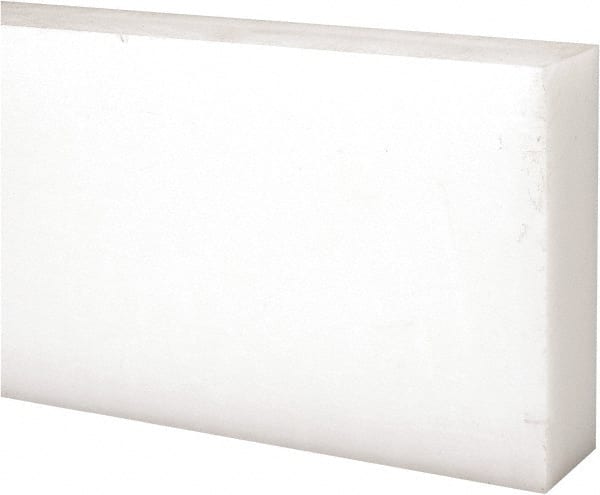Made in USA - 4 Ft. Long x 3 Inch Wide x 1 Inch High, Acetal, Rectangular Plastic Bar - Natural - Exact Tooling