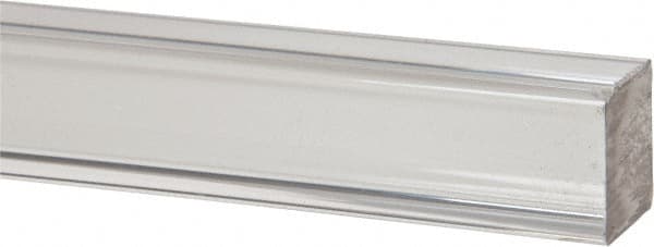 Made in USA - 6 Ft. Long x 1 Inch Wide x 1 Inch High, Acrylic, Square Plastic Bar - Extruded Acrylic, Clear - Exact Tooling