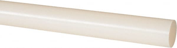 Made in USA - 4' Long, 1" Diam, PVDF Plastic Rod - White - Exact Tooling