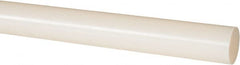 Made in USA - 4' Long, 1" Diam, PVDF Plastic Rod - White - Exact Tooling