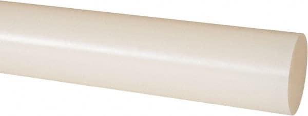 Made in USA - 4' Long, 1-1/2" Diam, PVDF Plastic Rod - White - Exact Tooling