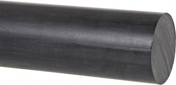Made in USA - 4' Long, 3/8" Diam, PPO (Noryl) Plastic Rod - Black - Exact Tooling