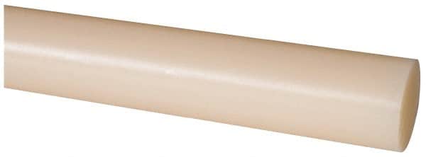 Made in USA - 8' Long, 1-3/8" Diam, Nylon 6/6 Plastic Rod - Natural (Color) - Exact Tooling