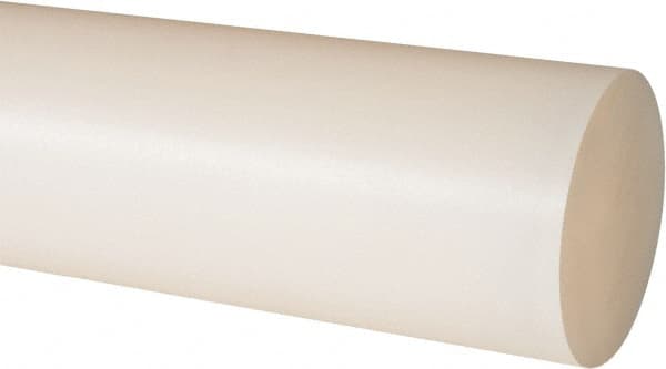 Made in USA - 2' Long, 1-7/8" Diam, Nylon 6/6 Plastic Rod - Natural (Color) - Exact Tooling