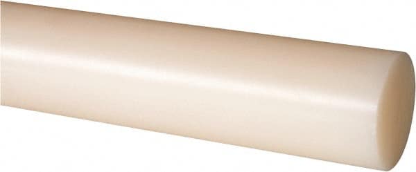 Made in USA - 4' Long, 1-7/8" Diam, Nylon 6/6 Plastic Rod - Natural (Color) - Exact Tooling