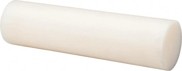 Made in USA - 4' Long, 2-1/2" Diam, Nylon 6/6 Plastic Rod - Natural (Color) - Exact Tooling