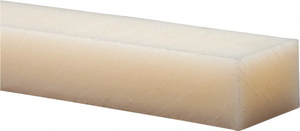 Made in USA - 4 Ft. Long x 3 Inch Wide x 1 Inch High, Nylon, Rectangular Plastic Bar - Natural - Exact Tooling