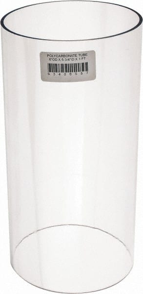 Made in USA - 6 Inch Outside Diameter x 1 Ft. Long, Plastic Round Tube - Polycarbonate - Exact Tooling