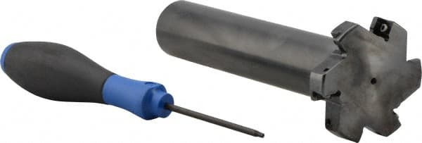 Seco - Shank Connection, 1/2" Cutting Width, 5/8" Depth of Cut, 2-1/2" Cutter Diam, 3 Tooth Indexable Slotting Cutter - 1-1/4" Shank Diam, R335.18 Toolholder, LNK.. 08.. Insert, Right Hand Cutting Direction - Exact Tooling