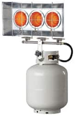 Heatstar - 8,000 to 45,000 BTU, Triple Burner Propane Tank Top Radiant Heater - 20 to 100 Lb Fuel Capacity, 15-3/4" Long x 6-1/2" Wide x 22-1/2" High - Exact Tooling