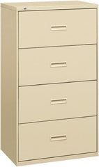 Basyx - 36" Wide x 53-1/4" High x 19-1/4" Deep, 4 Drawer Lateral File - Steel, Putty - Exact Tooling