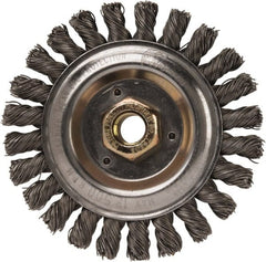 Weiler - 5" OD, 5/8" Arbor Hole, Stringer Bead Steel Wheel Brush - 1/2" Face Width, 7/8" Trim Length, 0.023" Filament Diam, 12,500 RPM - Exact Tooling