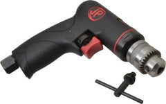 PRO-SOURCE - 1/4" Reversible Keyed Chuck - Pistol Grip Handle, 2,600 RPM, 4 CFM, 0.3 hp, 90 psi - Exact Tooling