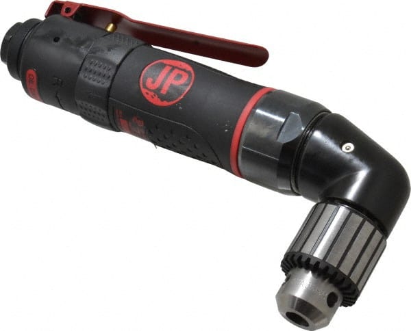 PRO-SOURCE - 3/8" Reversible Keyed Chuck - Right Angle Handle, 1,400 RPM, 4 CFM, 0.35 hp, 90 psi - Exact Tooling