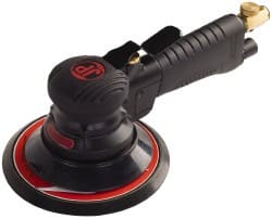 PRO-SOURCE - 12,000 OPM, 3.2 CFM Air Consumption, 90 psi Air Pressure, Right Angle Air Orbital Sander - Round Pad, 1/4 NPT Inlet - Exact Tooling