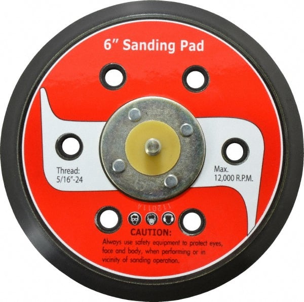 PRO-SOURCE - 6" Diam Hook & Loop Disc Backing Pad - 5/16" Shank Diam, 12,000 RPM - Exact Tooling