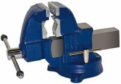 Gibraltar - 3-1/2" Jaw Width x 4" Jaw Opening Capacity, 4-1/2" Throat Depth, Bench & Pipe Combination Vise - 1/8 to 2-1/2" Pipe Capacity, Swivel Base, Bolt Down Attachment, Ductile Iron - Exact Tooling