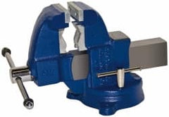 Gibraltar - 3-1/2" Jaw Width x 4" Jaw Opening Capacity, 4-1/2" Throat Depth, Bench & Pipe Combination Vise - 1/8 to 2-1/2" Pipe Capacity, Swivel Base, Bolt Down Attachment, Ductile Iron - Exact Tooling