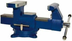 Gibraltar - 6-1/2" Jaw Width x 7" Jaw Opening Capacity, 4" Throat Depth, Bench & Pipe Combination Vise - 1/8 to 3-1/2" Pipe Capacity, Swivel Base, Bolt Down Attachment, Ductile Iron - Exact Tooling