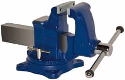 Gibraltar - 5" Jaw Width, 8" Opening Capacity, 5" Throat Depth, Ductile Iron Swivel Bench Vise - Bolt Down Base Attachment - Exact Tooling