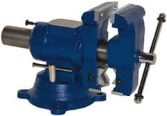 Gibraltar - 5" Jaw Width x 5" Jaw Opening Capacity, 4" Throat Depth, Bench & Pipe Combination Vise - 1/8 to 3-1/2" Pipe Capacity, Swivel Base, Bolt Down Attachment, Ductile Iron - Exact Tooling