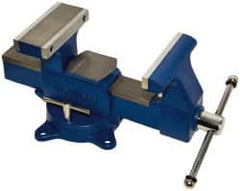 Gibraltar - 8" Jaw Width x 8-1/2" Jaw Opening Capacity, 4-3/4" Throat Depth, Bench & Pipe Combination Vise - 1/8 to 4-1/2" Pipe Capacity, Swivel Base, Bolt Down Attachment, Ductile Iron - Exact Tooling