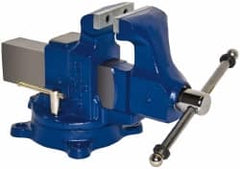 Gibraltar - 4" Jaw Width, 6-1/2" Opening Capacity, 4" Throat Depth, Ductile Iron Swivel Bench Vise - Bolt Down Base Attachment - Exact Tooling