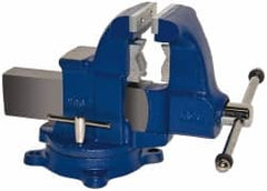 Gibraltar - 4-1/2" Jaw Width x 6" Jaw Opening Capacity, 5-1/2" Throat Depth, Bench & Pipe Combination Vise - 1/8 to 3-1/2" Pipe Capacity, Swivel Base, Bolt Down Attachment, Ductile Iron - Exact Tooling