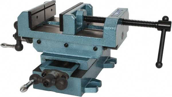 Wilton - 6" Jaw Opening Capacity x 2" Throat Depth, Horizontal Drill Press Vise - 6" Wide x 2" High Jaw, Cross Slide Base, Standard Speed, 9-1/2" OAL x 7-1/4" Overall Height, Cast Iron - Exact Tooling