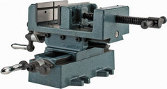 Wilton - 4" Jaw Opening Capacity x 1-3/8" Throat Depth, Horizontal Drill Press Vise - 4" Wide x 1-3/8" High Jaw, Cross Slide Base, Standard Speed, 7" OAL x 5-3/4" Overall Height, Cast Iron - Exact Tooling
