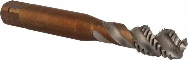 Emuge - M10x1.50 Metric 3 Flute 6H Bottoming Spiral Flute Tap - Cobalt, Bright Finish, 100mm OAL, Right Hand Flute, Right Hand Thread, Series Enorm - Exact Tooling