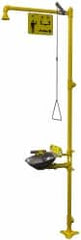 Bradley - 1-1/4" Inlet, 26 GPM shower Flow, Drench shower, Eye & Face Wash Station - Bowl, Triangular Pull Rod & Push Flag Activated, Galvanized Steel Pipe, Plastic Shower Head, 3 GPM Bowl Flow, Corrosion Resistant, Top or Mid Supply - Exact Tooling