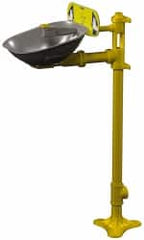 Bradley - Pedestal Mount, Stainless Steel Bowl, Eyewash Station - 1/2" Inlet, 30 psi Flow, 0.4 GPM Flow Rate - Exact Tooling