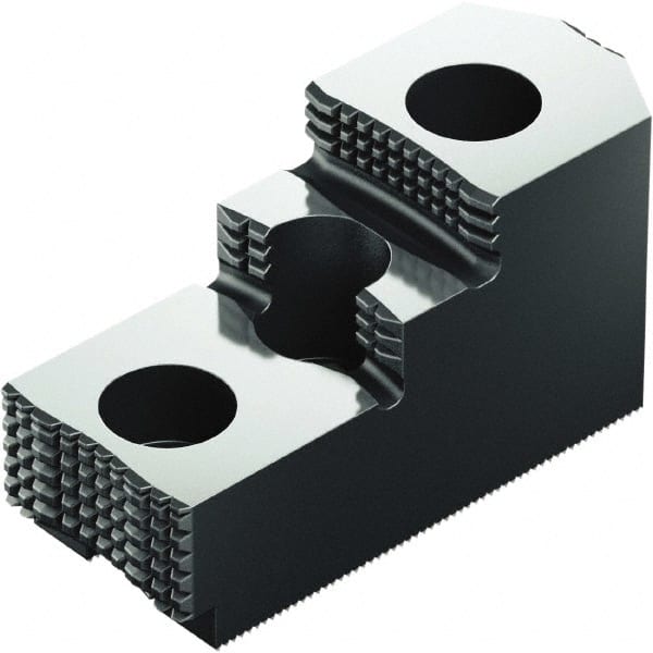 Schunk - 10" Max Chuck Diam Compatibility, Case Hardened Steel 1.5mm x 60° Serrated Hard Lathe Top Jaws - 2 Steps - Exact Tooling