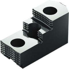 Schunk - 8" Max Chuck Diam Compatibility, Case Hardened Steel 1.5mm x 60° Serrated Hard Lathe Top Jaws - 1 Step - Exact Tooling